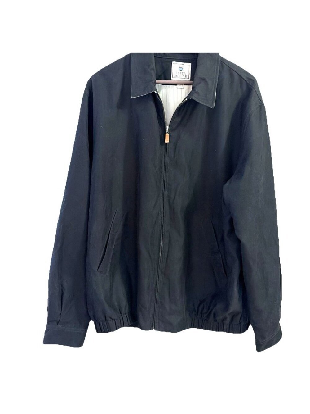 Peter Millar Men's Zip Front Jacket Size XL Black Lightweight Quiet Luxury Golf
